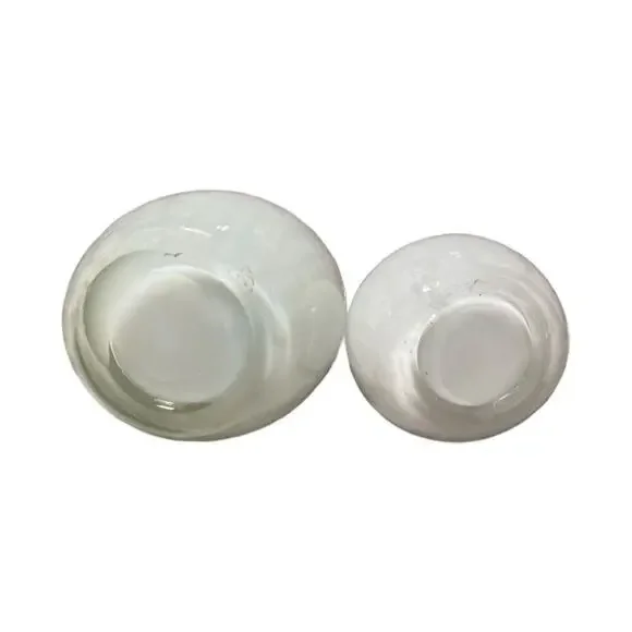 Vintage White Hand Blown Cased Art Glass Vases, Set of 2, 13" Tall - Picture 3 of 7